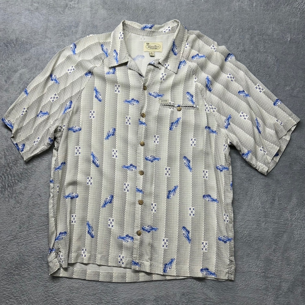Guess Jeans Vintage Style Mens Short Sleeve Button Down Shirt Car Print White M